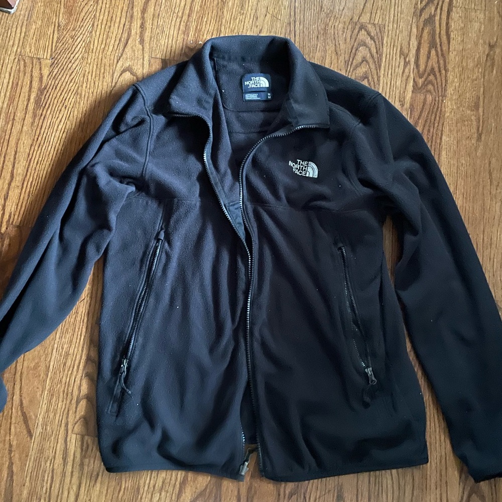 The north face mens black fleece zip up jacket med